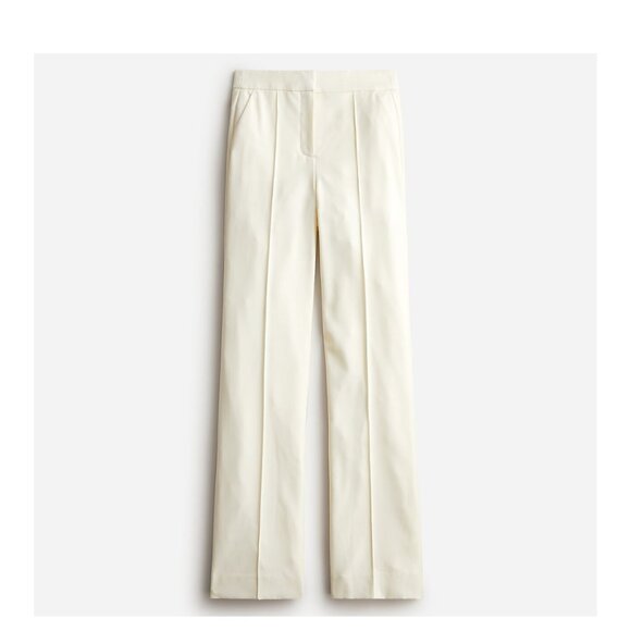 NWT J.Crew | Full-length wide-leg tuxedo pant in Italian wool | Ivory | Size 4 - Picture 1 of 13